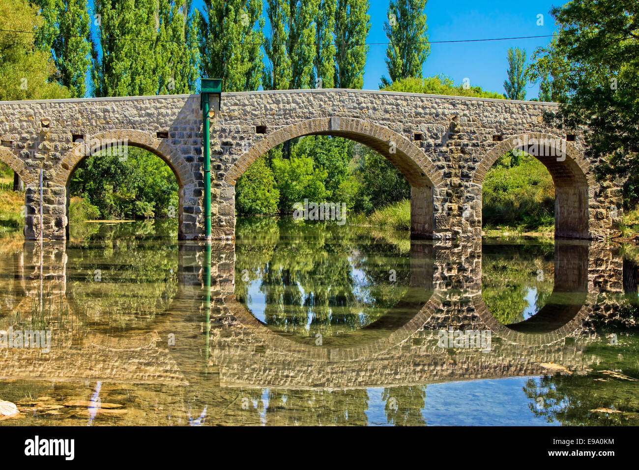 Stone bridge over Zrmanja river Stock Photo