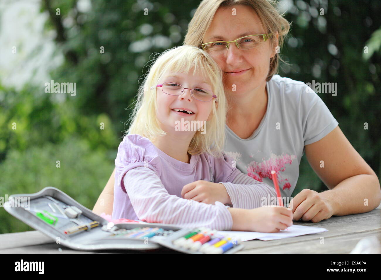 doing homework Stock Photo