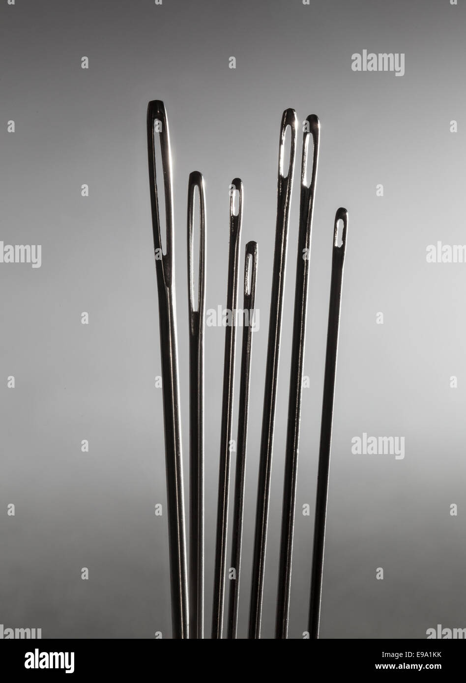 Row of embroidery sewing needles Stock Photo Alamy