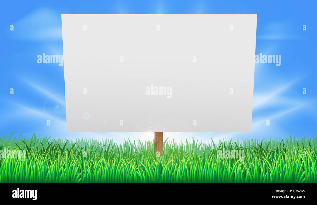 A blank sign standing in a summer field of grass Stock Photo - Alamy