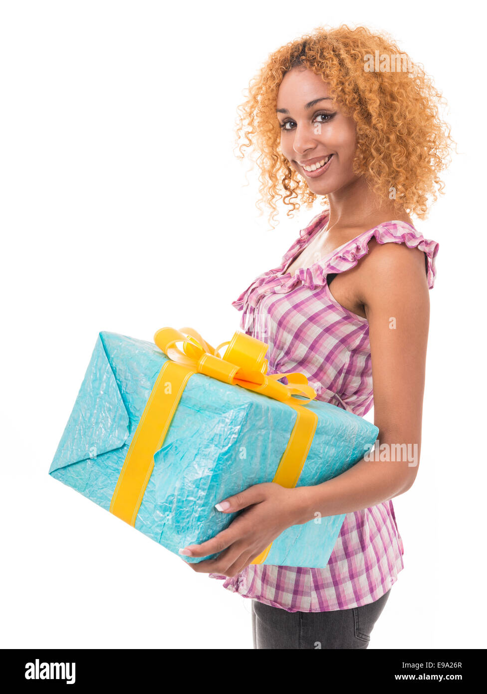 Portrait cheerful woman Cut Out Stock Images & Pictures - Alamy
