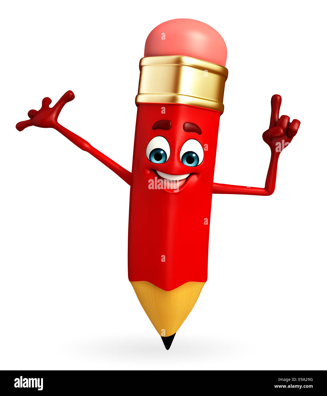 Cartoon Character of pencil is pointing Stock Photo - Alamy