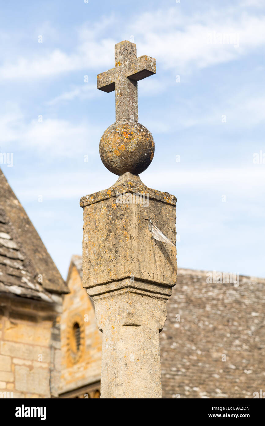 Old sundial in Stanton Cotswolds Stock Photo