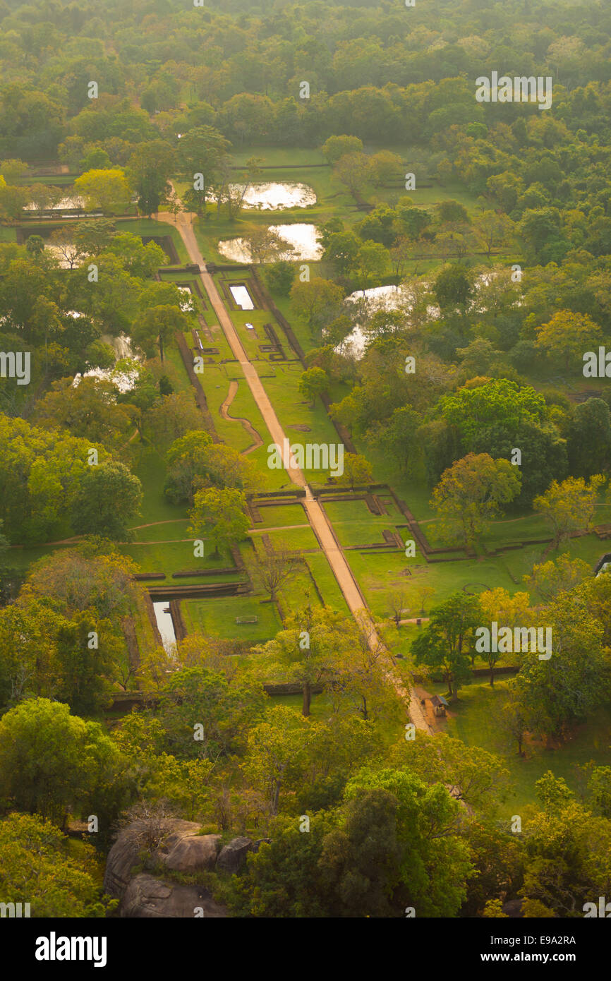 Sigiriya Gardens Overview Down From Top Stock Photo