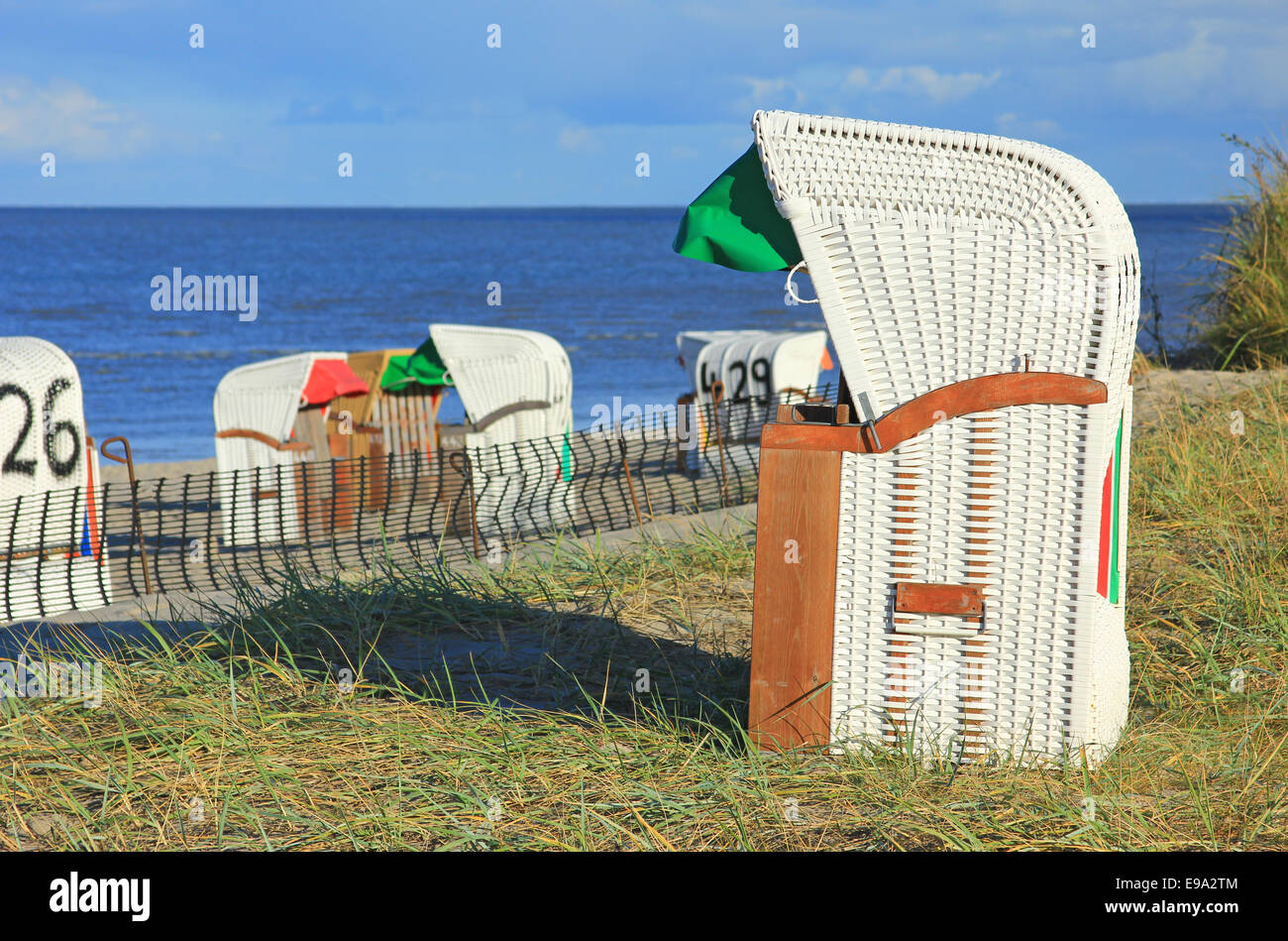 Beach chairs on the North Sea, Germany Stock Photo
