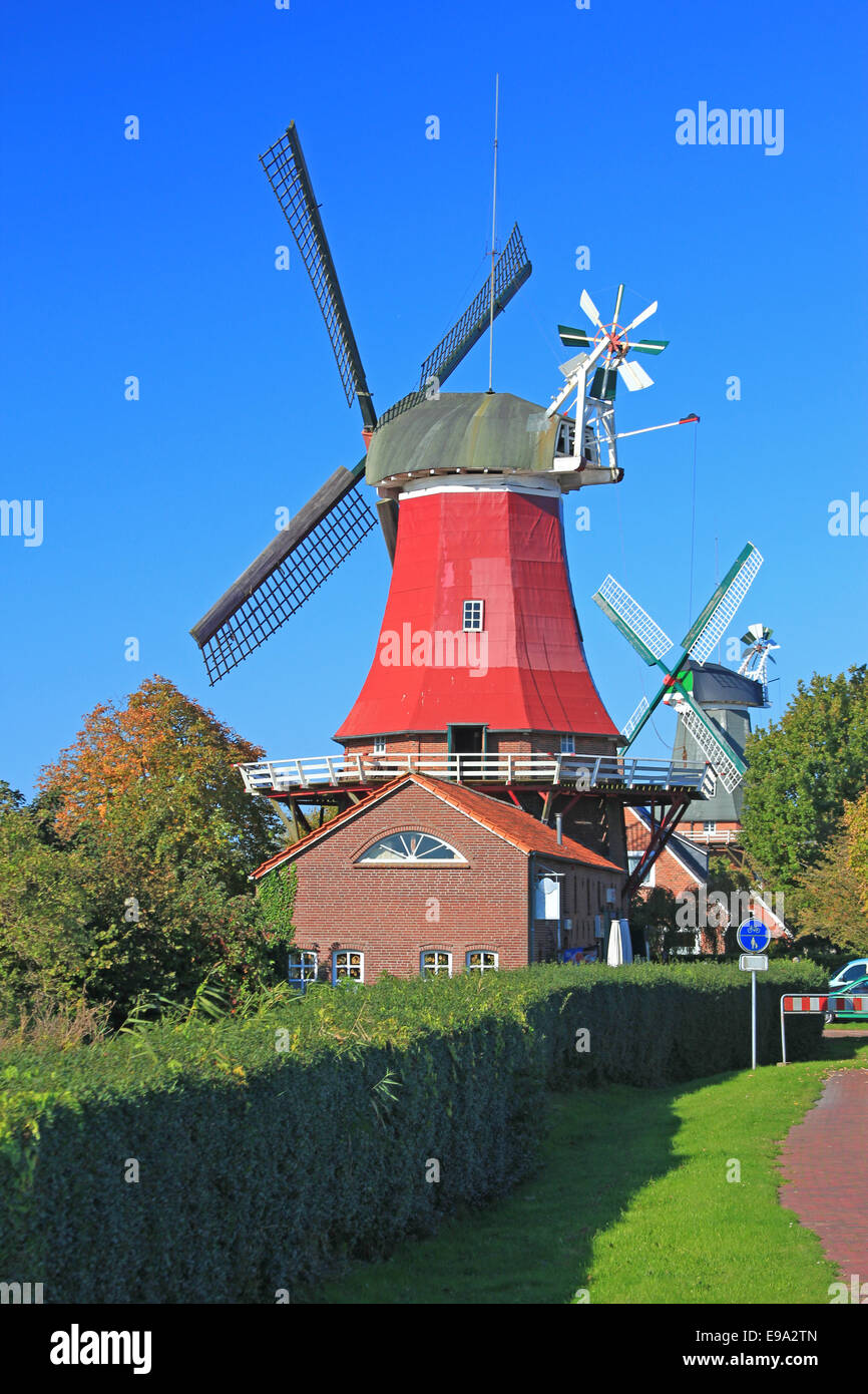 Windmills in East Frisia, Germany Stock Photo