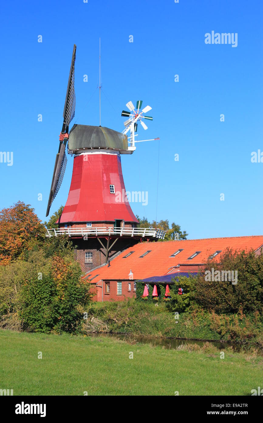 Windmill in East Frisia, Germany Stock Photo