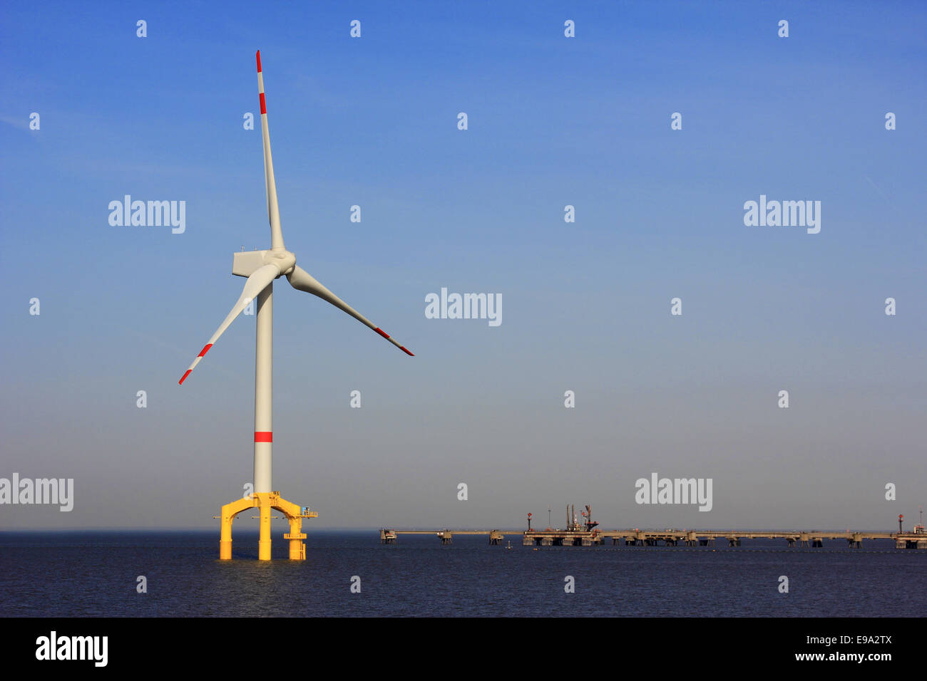 Offshore wind power plant Stock Photo
