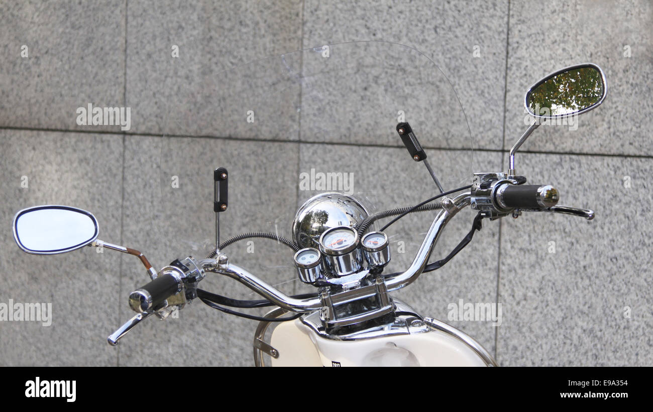 handlebar of a motor scooter Stock Photo Alamy