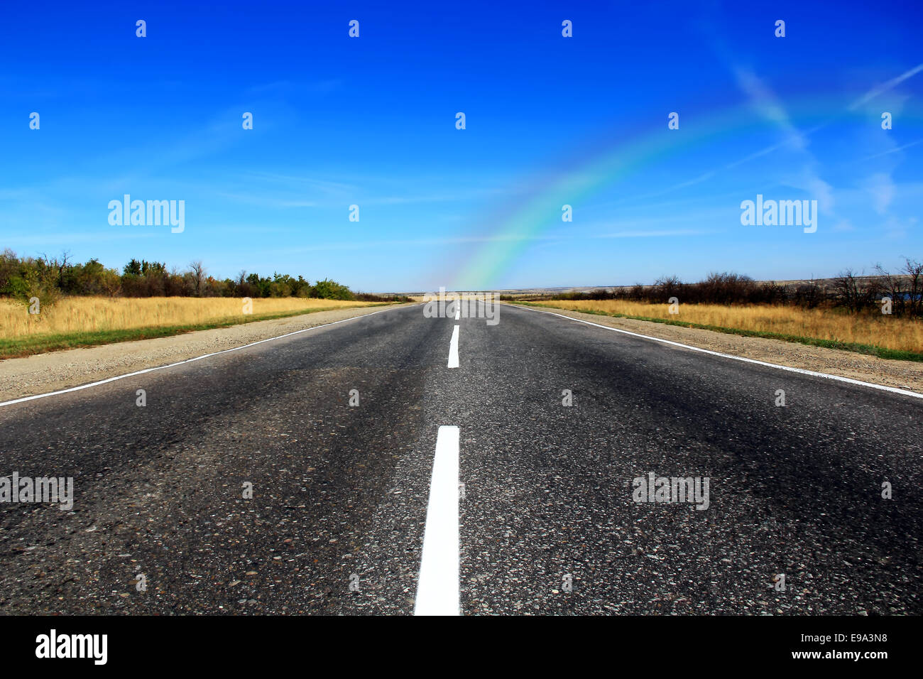 Summer landscape with road and sky Stock Photo - Alamy