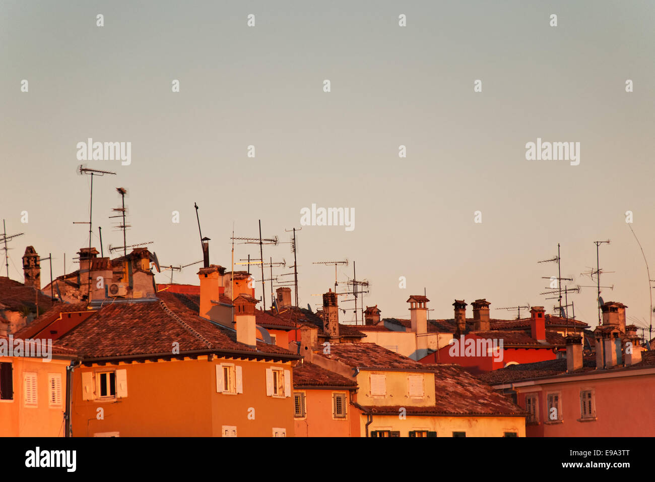 Rooftops with antennas Stock Photo