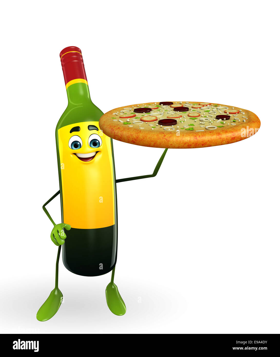 Cartoon Character of Wine Bottle with pizza Stock Photo Alamy