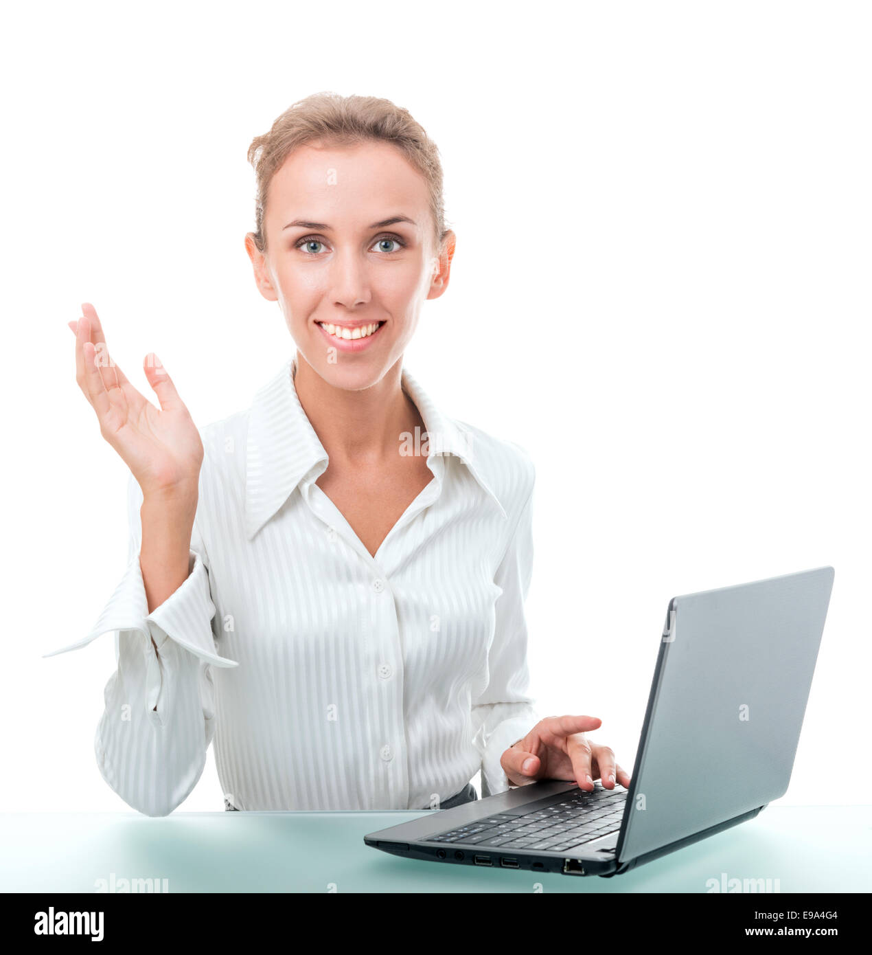friendly administrative assistant at the desk Stock Photo Alamy