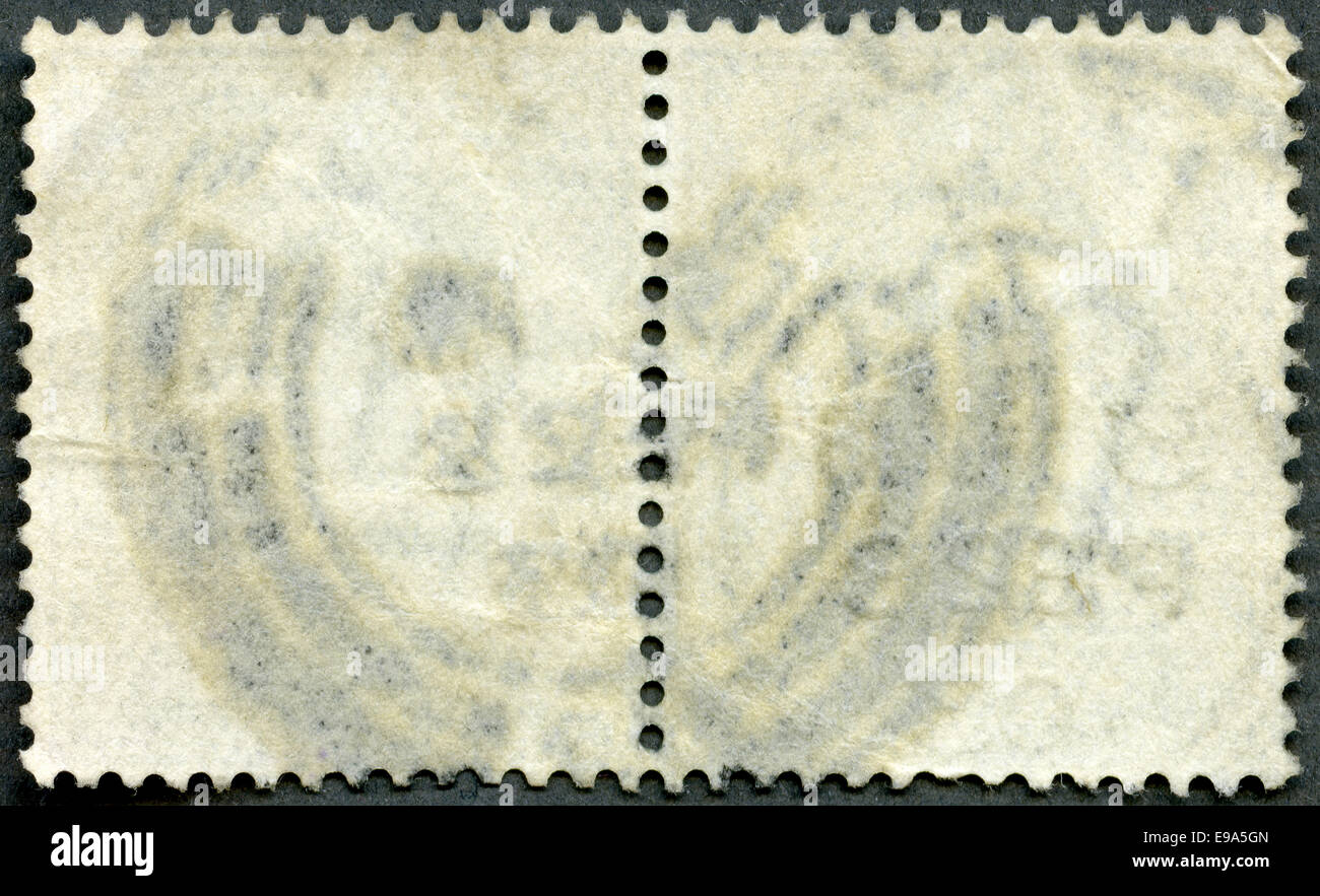 The reverse side of a postage stamp Stock Photo