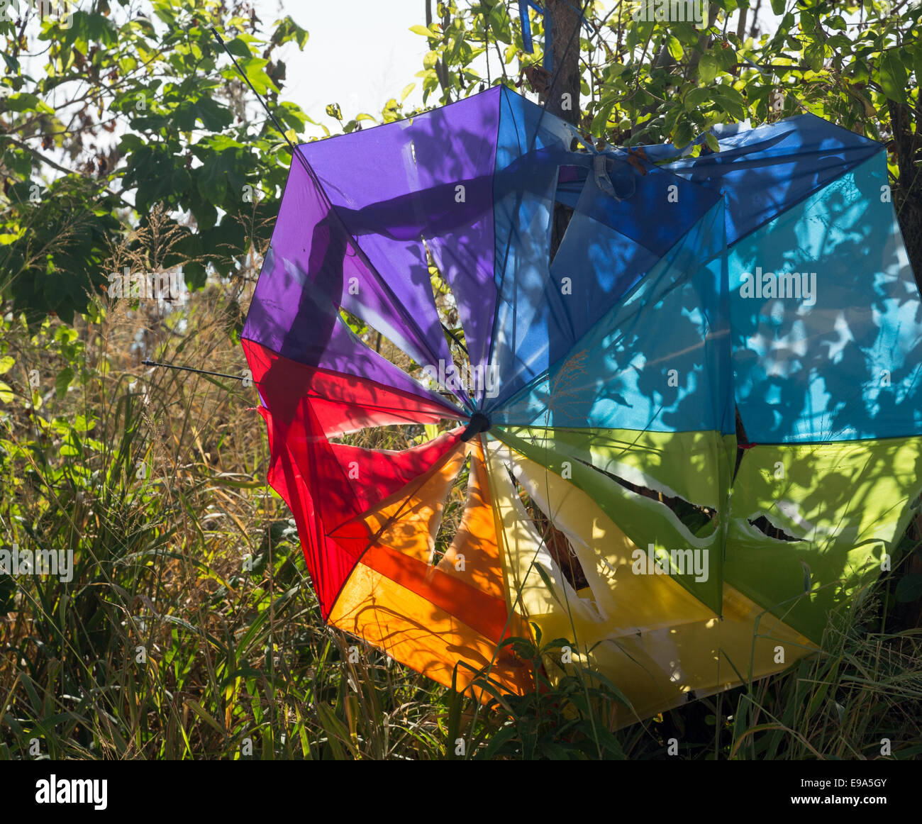 Umbrella destroyed by wind hi-res stock photography and images - Alamy