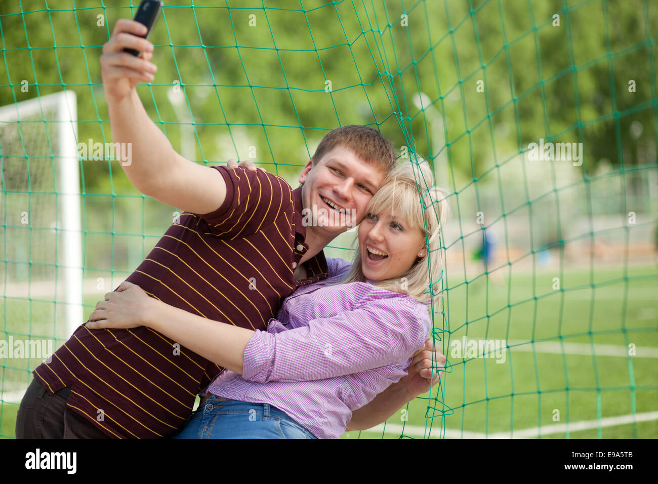 boy and girl photographed themselves Stock Photo