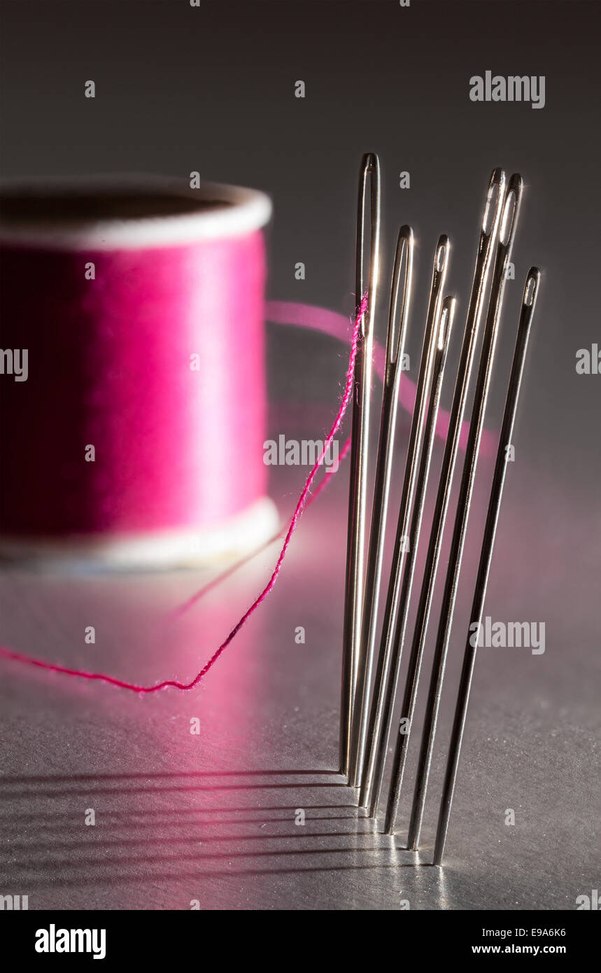 Row of embroidery sewing needles Stock Photo Alamy