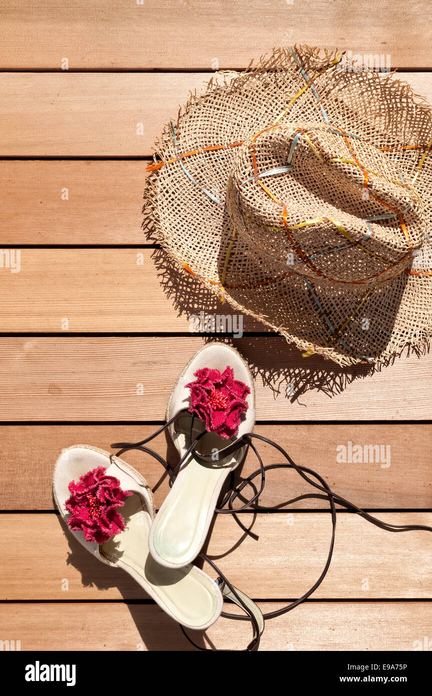 Sunhat and Sandals Stock Photo