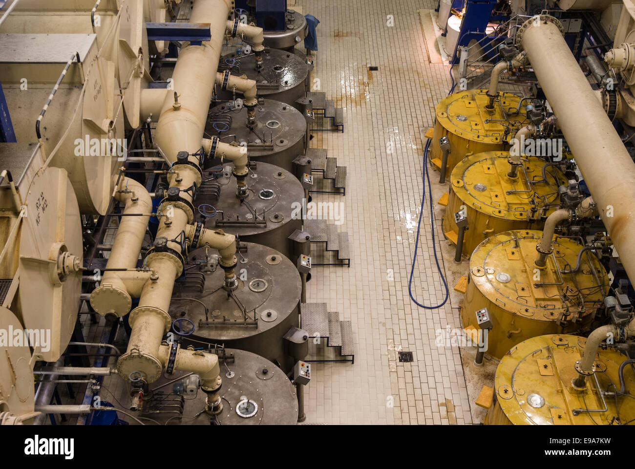 Centrifuges in a sugar factory Stock Photo