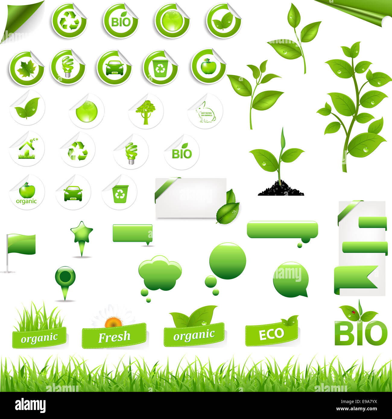 Collection Of Eco Elements Stock Photo - Alamy