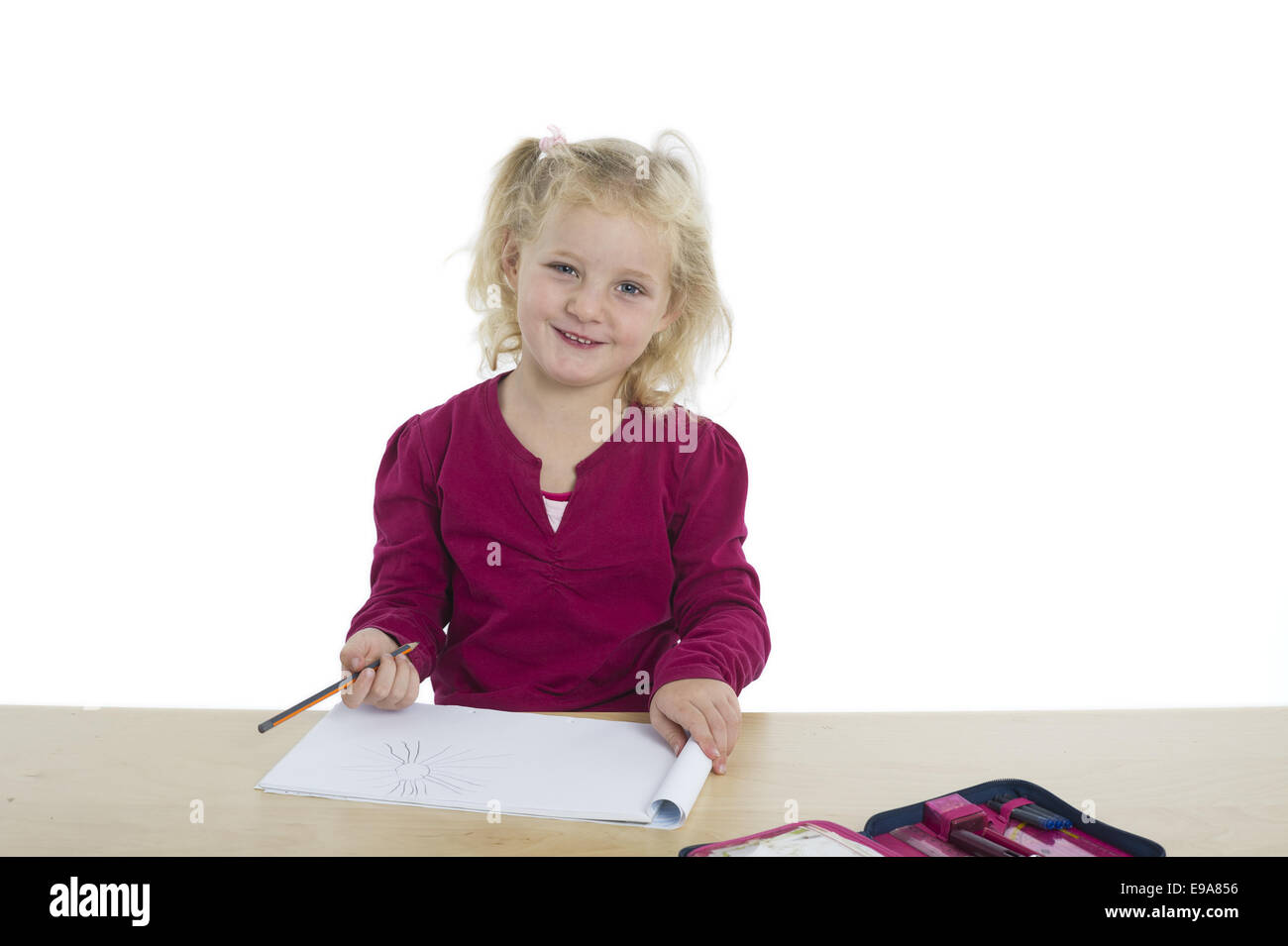 Kid Using Ink Child with paint pen Stock Photo - Alamy