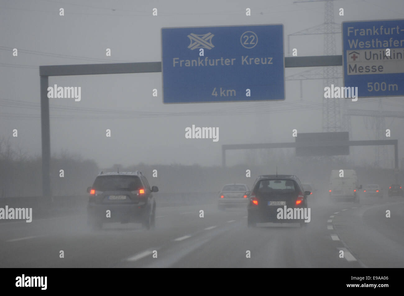 Severe weather conditions on the highway Stock Photo