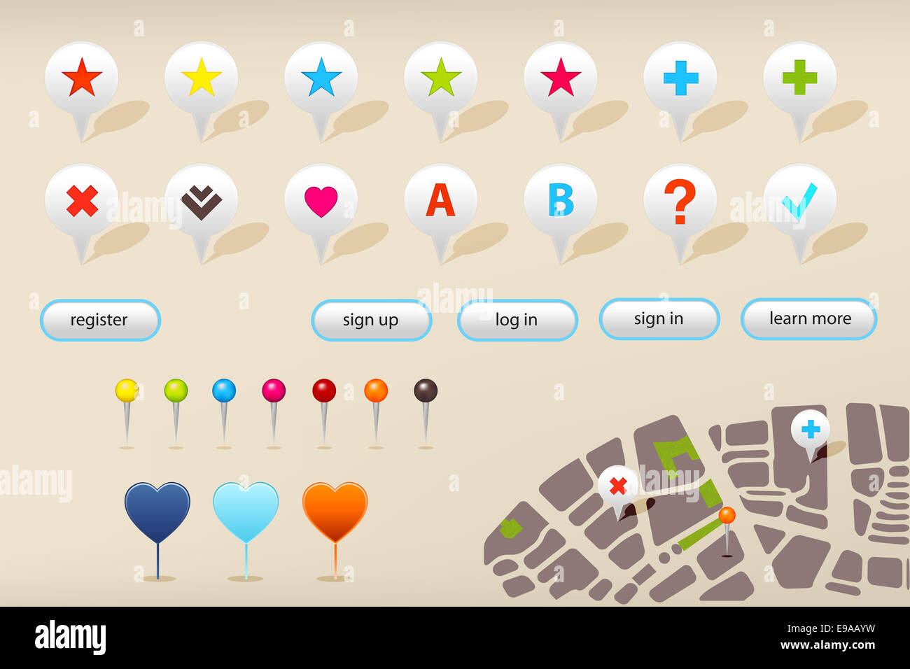 GPS Navigation Markers And site Elements Stock Photo Alamy