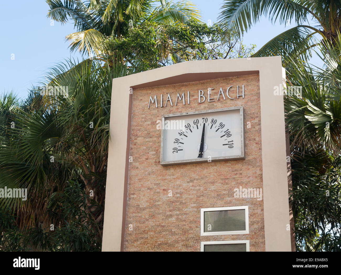 Exterior thermometer South Miami Beach Stock Photo Alamy