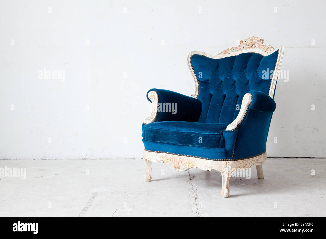 Blue Retro Armchair Stock Photo Alamy