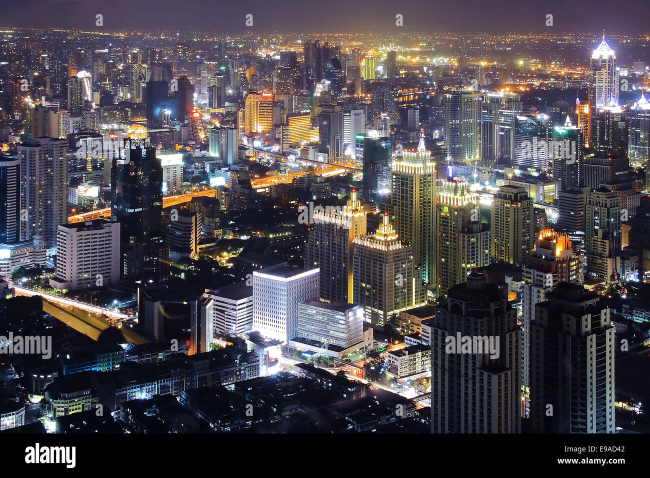 Bangkok Skyline night Stock Photo - Alamy