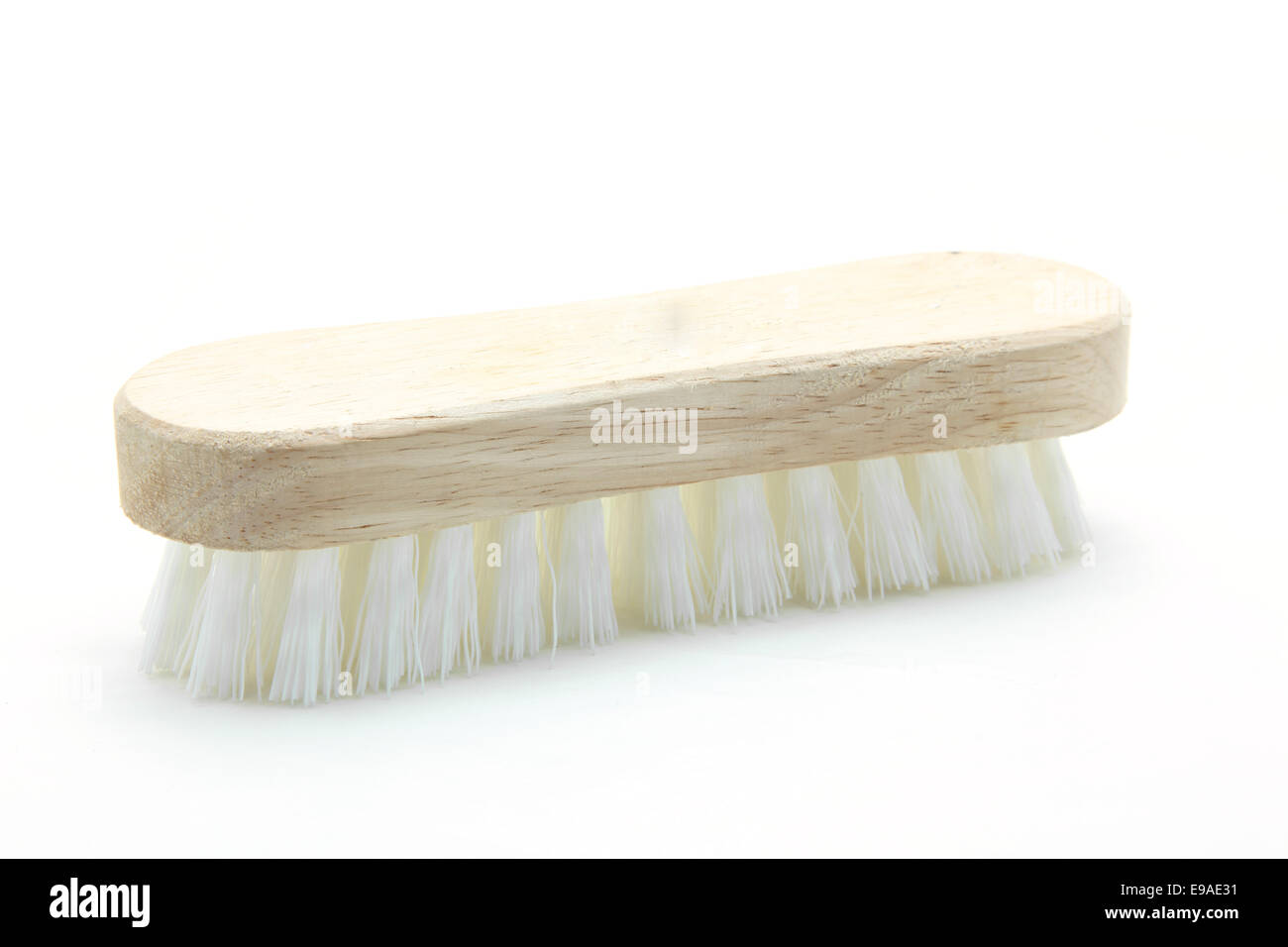 wooden cleaning scrub brush Stock Photo