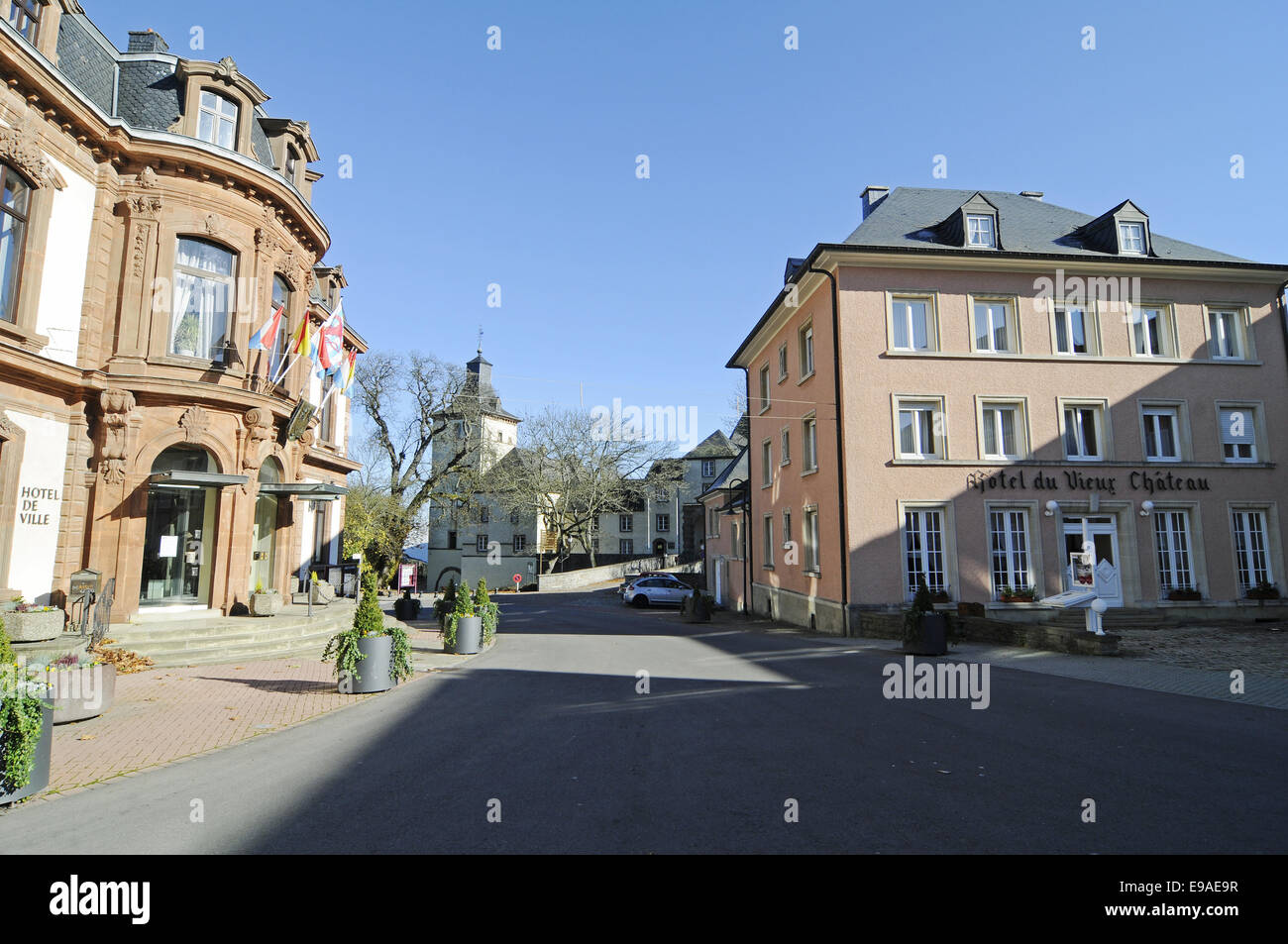 City hall, hotel, Wiltz, Luxembourg Stock Photo