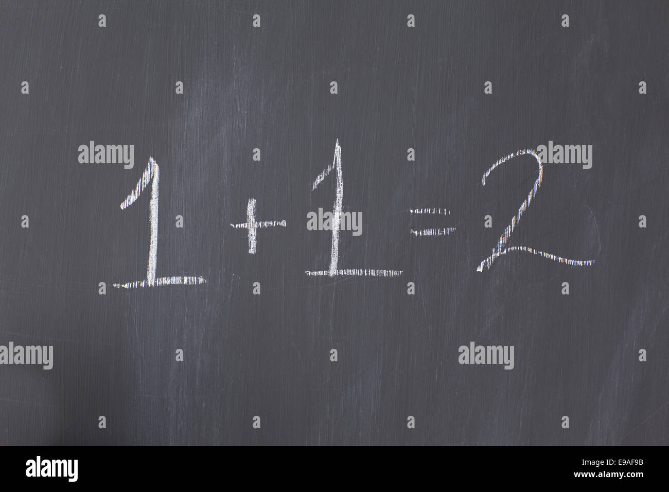 Blackboard with 1+1=2 written on it Stock Photo - Alamy