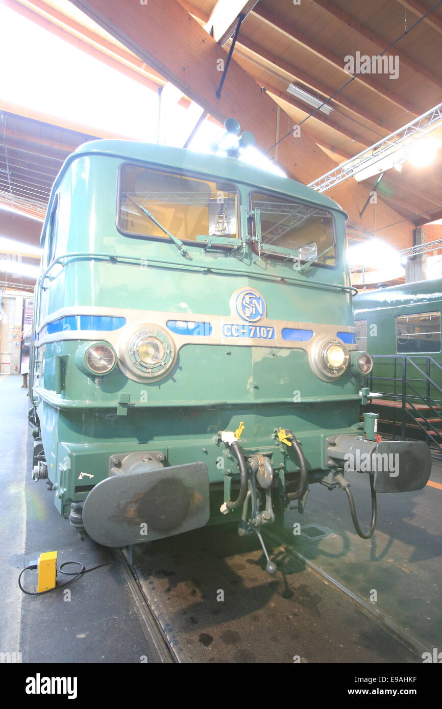 The Cité du Train (English: City of the Train or Train City), situated in Mulhouse, France, is the biggest railway museum in FR Stock Photo