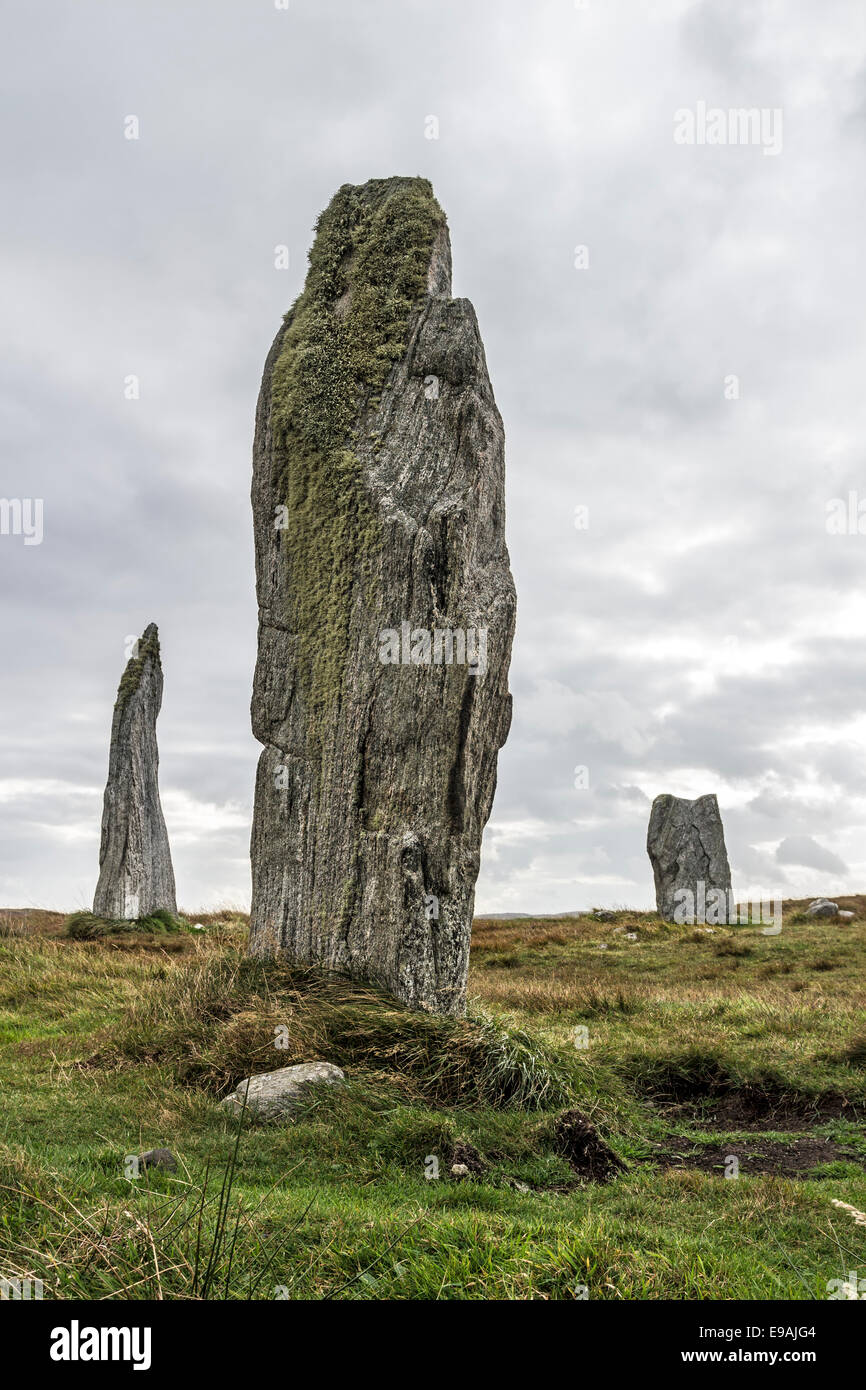 Standing Stones of the Callanish 2 Stone Circle (Cnoc Ceann a'Ghàrraidh), Isle of Lewis Scotland UK Stock Photo