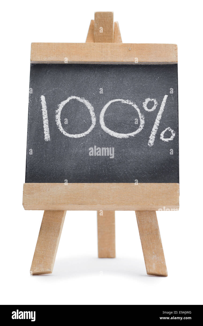 Chalkboard with 100% written on it Stock Photo - Alamy