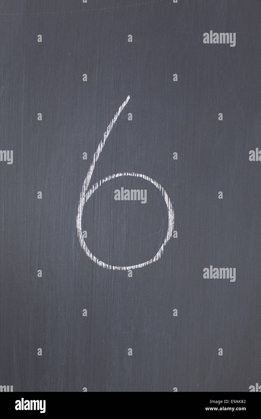 Blackboard with 6 written on it Stock Photo - Alamy
