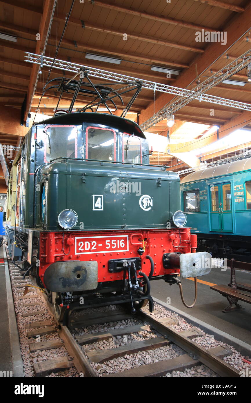 The Cité du Train (English: City of the Train or Train City), situated in Mulhouse, France, is the biggest railway museum in FR Stock Photo