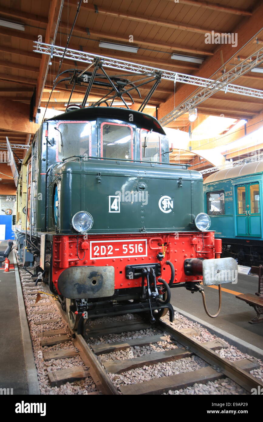 The Cité du Train (English: City of the Train or Train City), situated in Mulhouse, France, is the biggest railway museum in FR Stock Photo