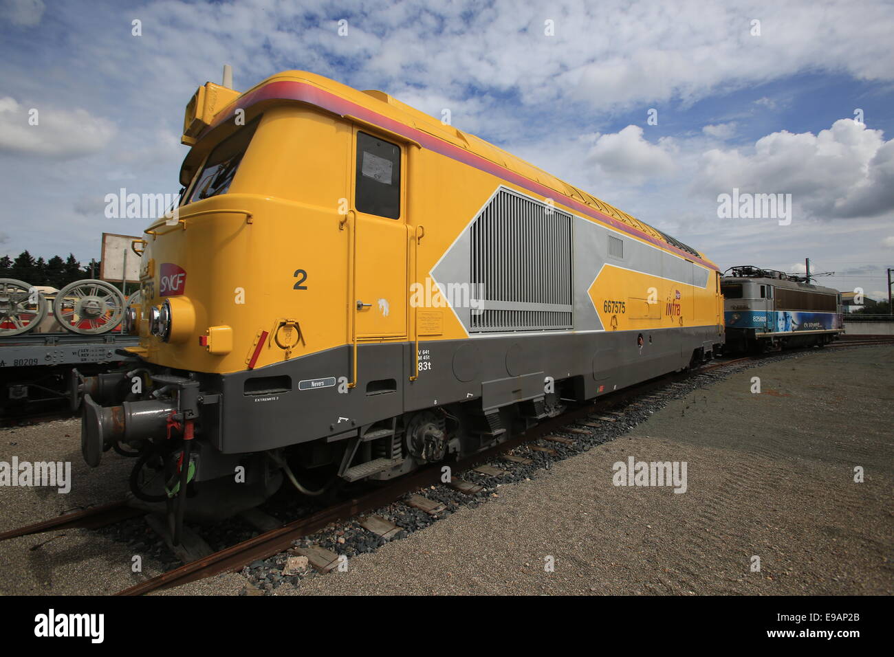 The Cité du Train (English: City of the Train or Train City), situated in Mulhouse, France, is the biggest railway museum in FR Stock Photo