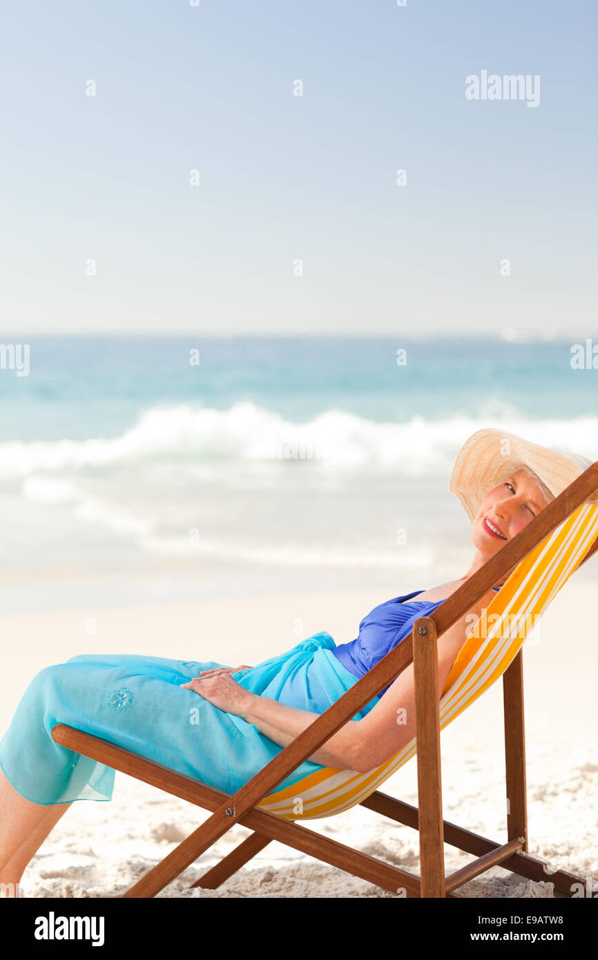 Mature woman beach holiday hi-res stock photography and images - Alamy