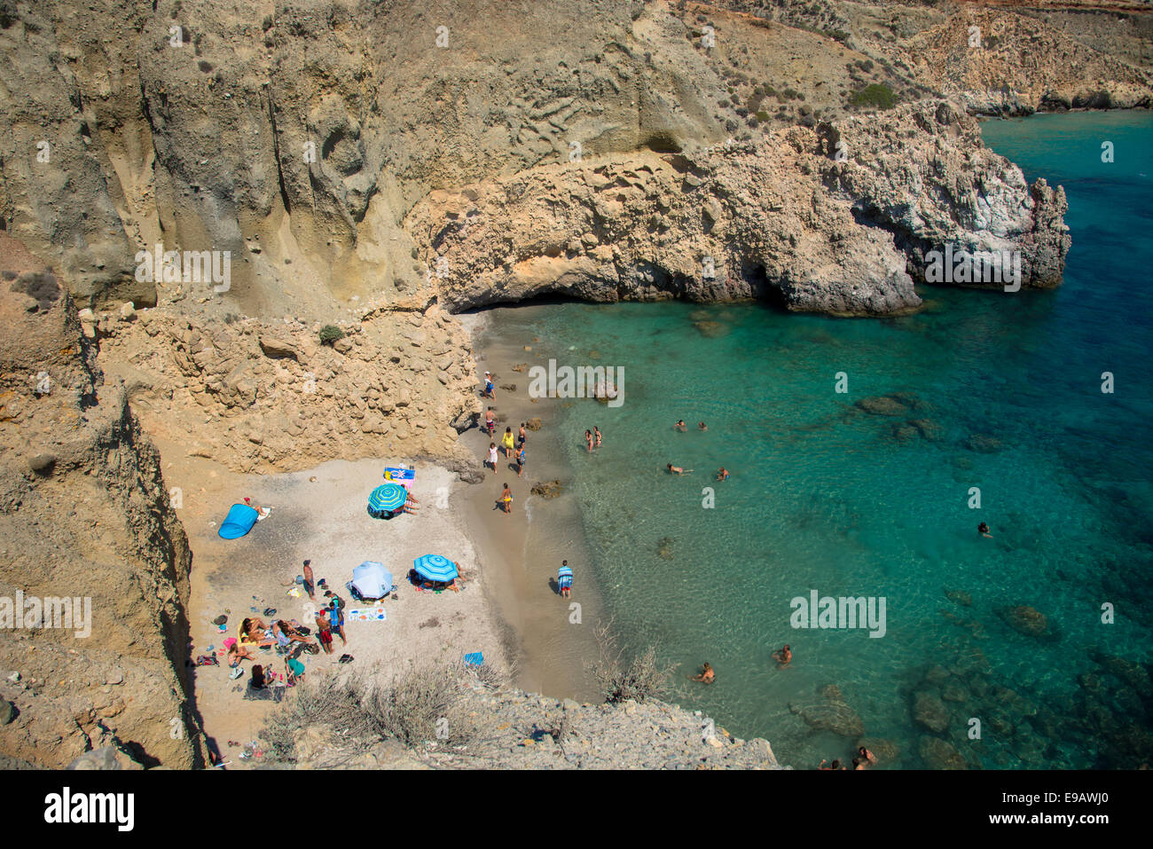 idyllic beach of tsigrado at milos island greece Stock Photo