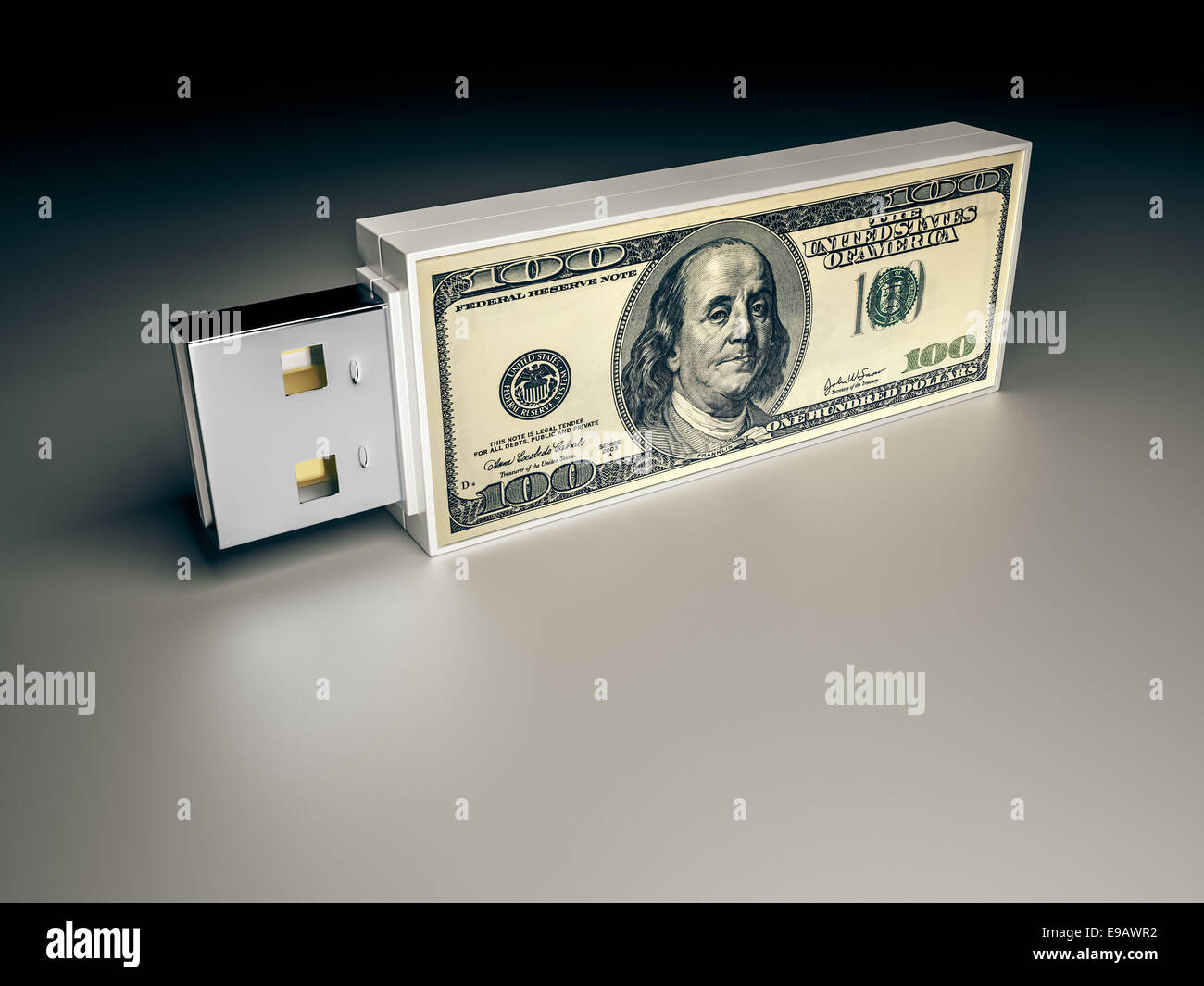 usb drive with dollar note Stock Photo Alamy