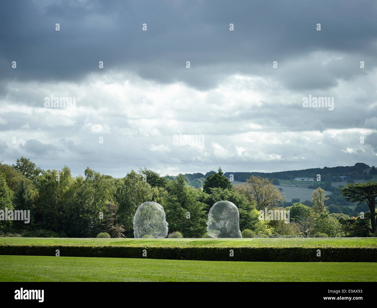 Jaume Plensa sculptures at Yorkshire sculpture park Stock Photo