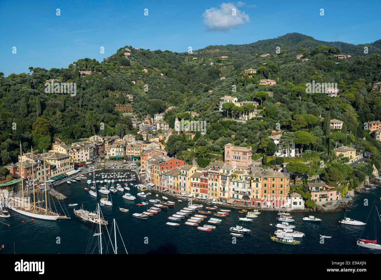 Village on the coast, Portofino, Genoa Province, Liguria, Italy Stock
