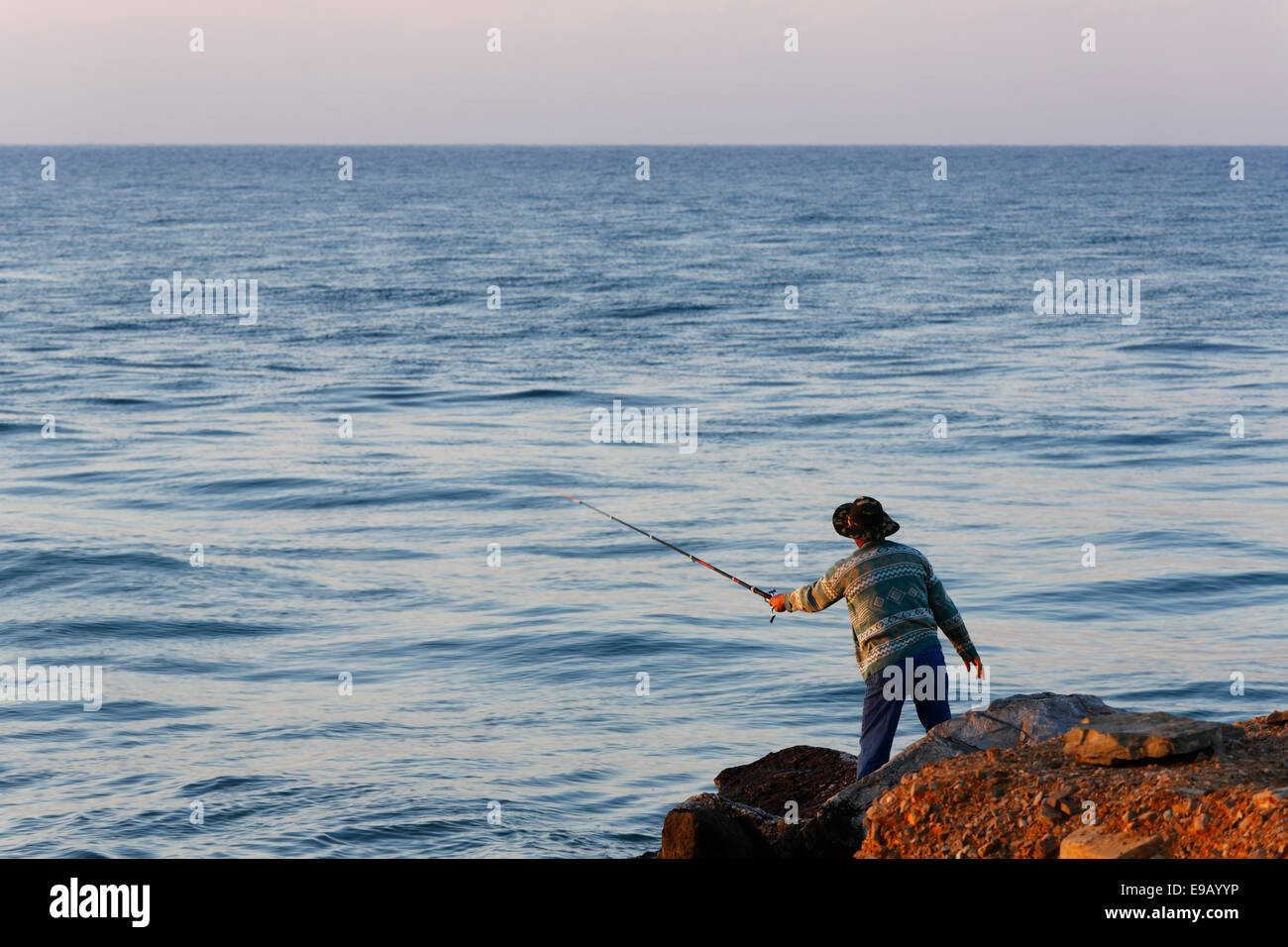 Angler, Anamur, Mersin Province, Turkish Riviera, Turkey Stock Photo