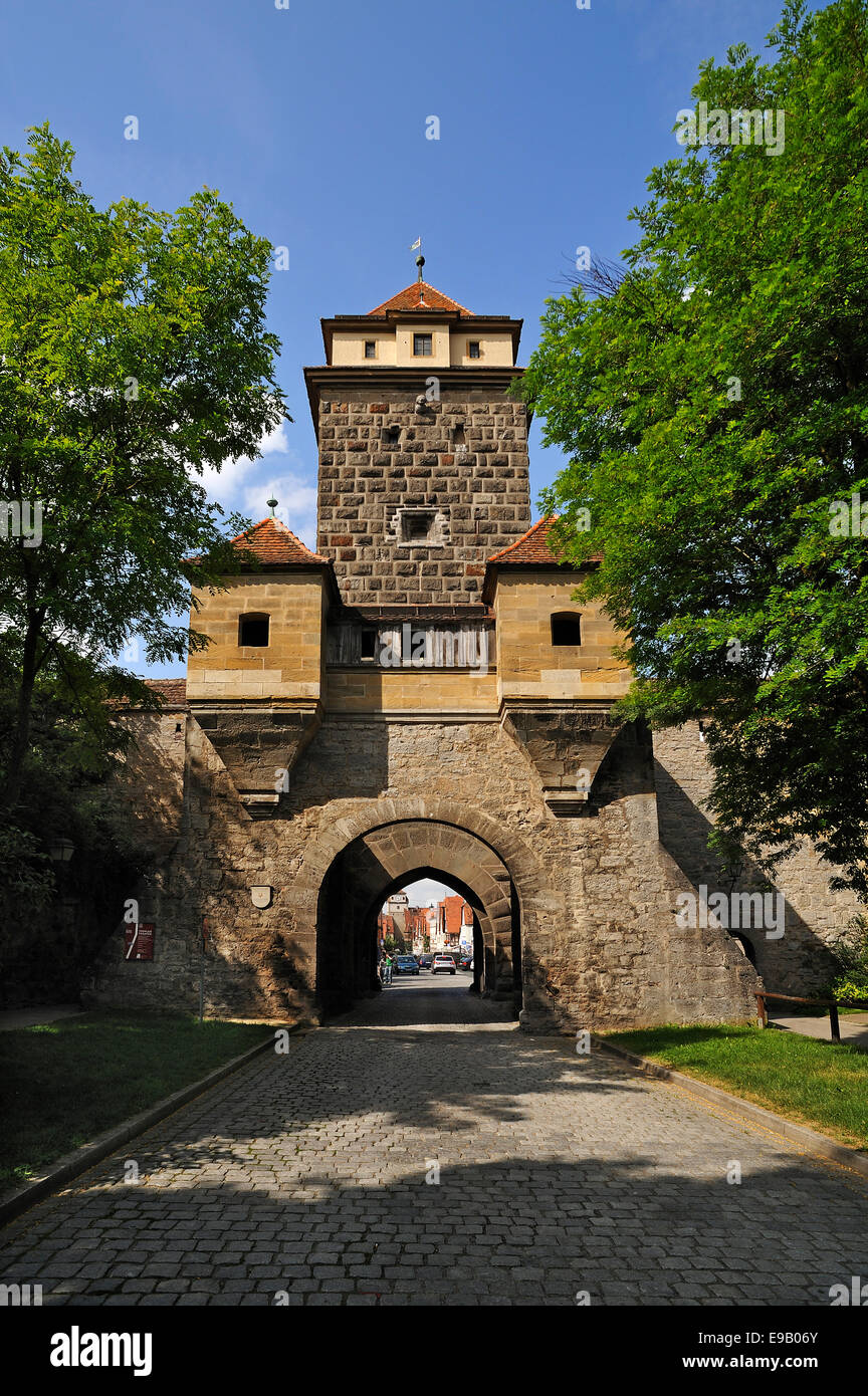 Würzburgtor Gate, 1388, Galgengasse street, Rothenburg ob der Tauber, Middle Franconia, Bavaria, Germany Stock Photo