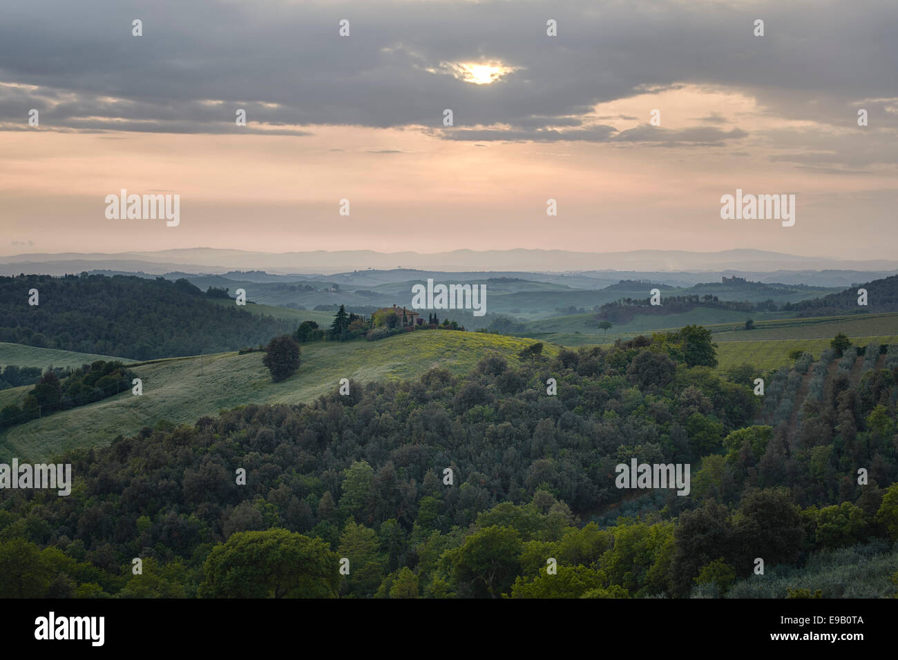 Hilly landscape of the Crete Senesi, Trequanda, Tuscany, Italy Stock Photo