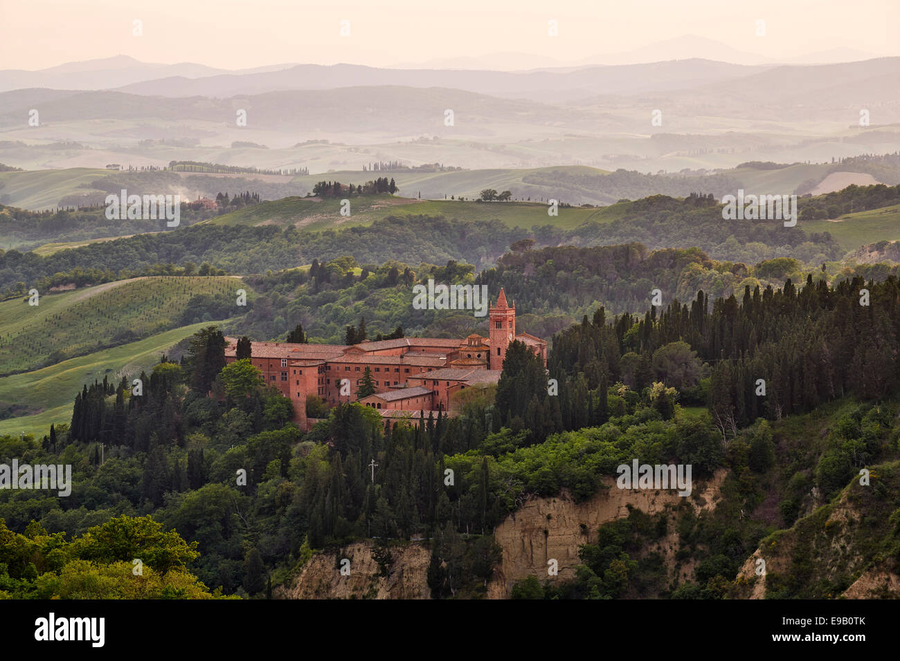 Monte Oliveto Maggiore abbey, Chiusure, Tuscany, Italy Stock Photo