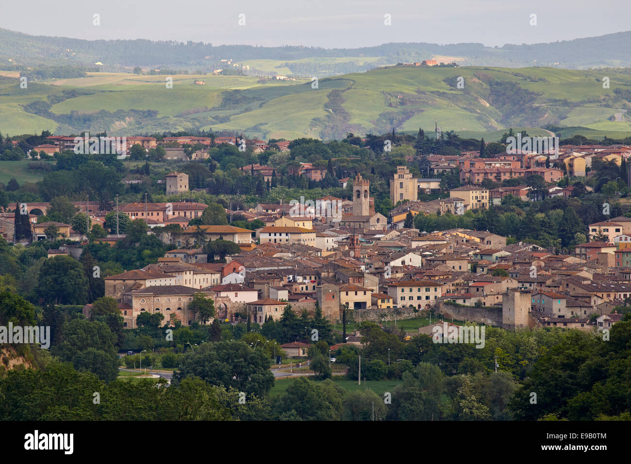 Townscape, Asciano, Pievina, Tuscany, Italy Stock Photo